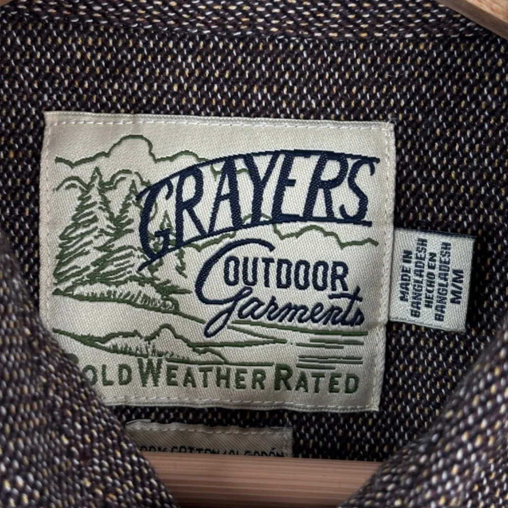 Grayers Outdoor Garments Cold Weather Rated Shirt Jacket M Brown Twill Button Up